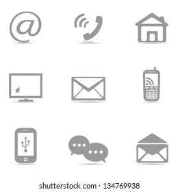 Contact buttons set, e-mail icons for website.