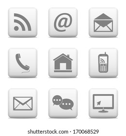 Contact buttons set, e-mail icons for website.