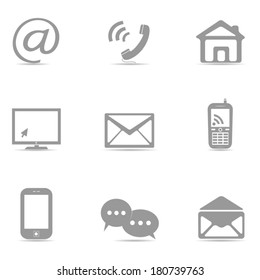 Contact buttons set, e-mail icons for website.