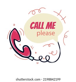 Contact, call me, call us, purple bubbles. Flat design