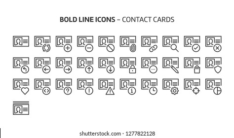 Contact cards, bold line icons. The illustrations are a vector, editable stroke, 48x48 pixel perfect files. Crafted with precision and eye for quality.