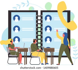 Contact center, vector flat style design illustration