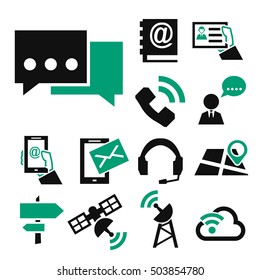contact, commerce icon set