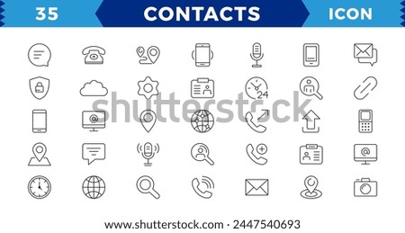 Contact and communication icon, outline icon for contact, chat, and communication. Web and mobile icon. Chat, support, message, phone. Thin lines web icons set, Contact us.