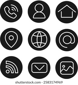 Contact and Communication icon pack for your website design, logo, app, UI Black