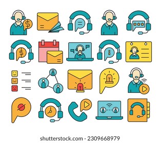 conjunto de iconos de contacto y comunicación