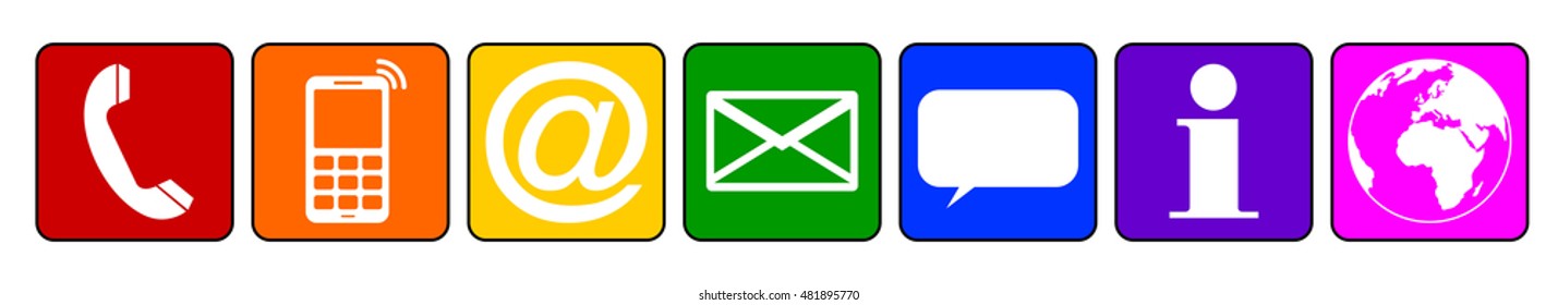 contact communication vector icon symbol button set rainbow colorful
