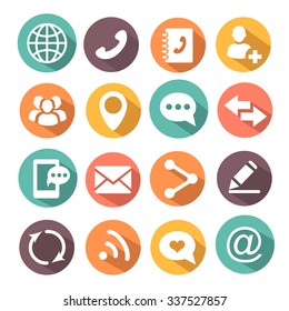 Contact Communications colorful Icons with envelop, mobile and message  Vector