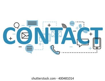 Contact concept flat line design with icons and elements. Modern contact concept vectors collection. Thin line flat design banners for website and mobile website, easy to use and highly customizable