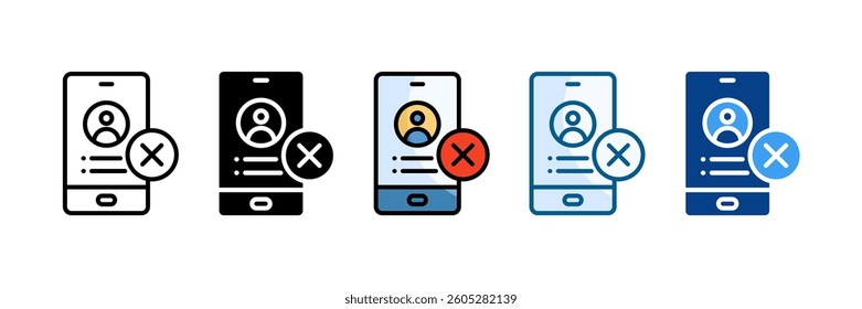 Contact Deletion Icon Set Multiple Style Collection