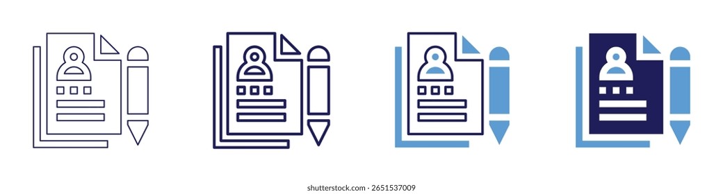 Contact details icon in 4 different styles. Thin Line, Line, Bold Line, Duotone. Duotone style. Editable stroke.