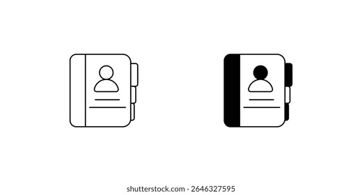 ícone de conjunto de diário de contato com fundo branco vetor ilustração stock