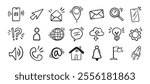 Contact doodle hand drawn icon. Isolated communication signs for business. Vector illustration