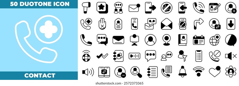 Contact Duotone Editable Icons set. Vector illustration in modern thin duotone style of contact icons: contact, phone, mall, et