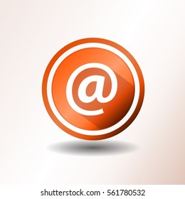Contact Email Icon In Flat Design/
Illustration of a flat design contact email icon on orange and grey background