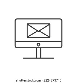Contact email on desktop linear simple icon