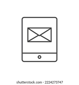 Contact email in tablet linear simple icon