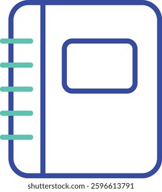 Contact files book outline dual color vector illustration icon design