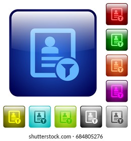 Contact filter icons in rounded square color glossy button set