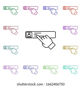 Contact and finger multi color style icon. Simple thin line, outline vector of sosial media network icons for ui and ux, website or mobile application