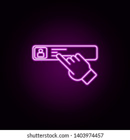 contact and finger neon icon. Elements of sosial media network set. Simple icon for websites, web design, mobile app, info graphics