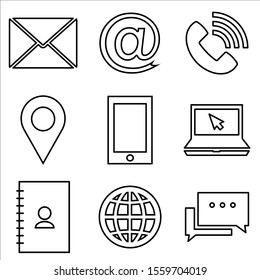 Contact As Flat Icon set Line Style