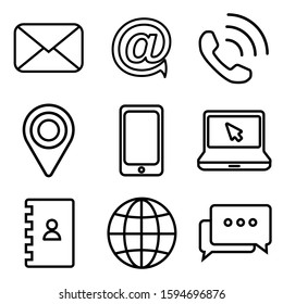 Contact As Flat Icon set Line Style