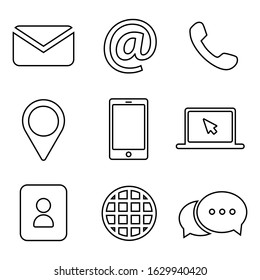 Contact As Flat Icon set Line Style