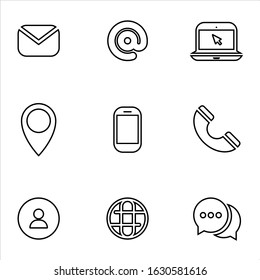 Contact as flat icon set. line style