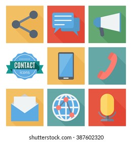 contact flat icons set