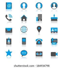 Contact flat with reflection icons