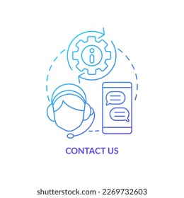 Contact form blue gradient concept icon. Call center. Customer service. Online banking. App registration abstract idea thin line illustration. Isolated outline drawing. Myriad Pro-Bold font used
