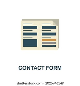Kontaktieren Sie das flache Symbol des Formulars. Farbiges Zeichen aus der Kundendienstsammlung. Icon-Illustration des kreativen Kontaktformulars für Webdesign, Infografiken und mehr