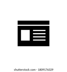 Contact Form Icon in black flat glyph, filled style isolated on white background