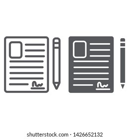 Contact form line and glyph icon, blank and register, document sign, vector graphics, a linear pattern on a white background, eps 10.