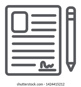 Contact form line icon, blank and register, document sign, vector graphics, a linear pattern on a white background, eps 10.