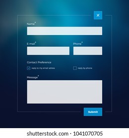 Contact Form On Blue Blured Background