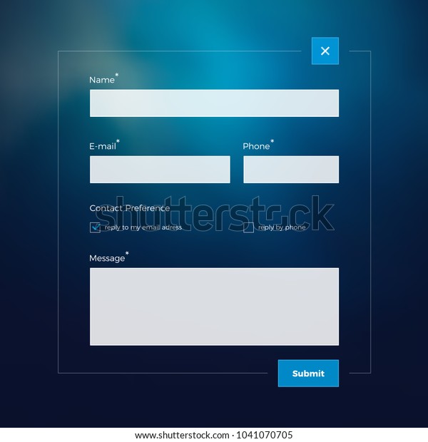 Contact Form On Blue Blured Background Stock Vector (Royalty Free ...