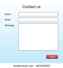 Contact form page blanc interface template for website isolated