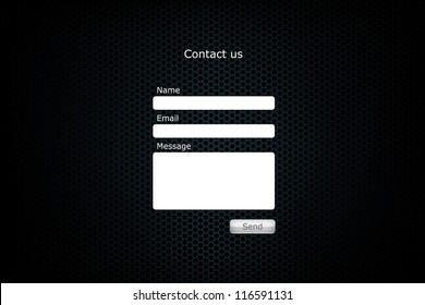 Contact  form page with metal cell background. "Contact us" web form