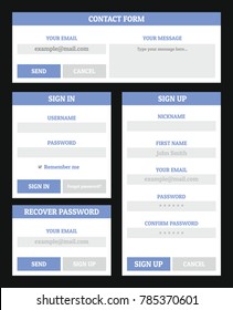 Contact form personal site template set. Flat illustration of 4 contact form personal site template vector banner concepts for web