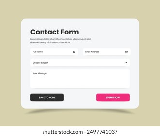 Contact form popup web and mobile interface template design