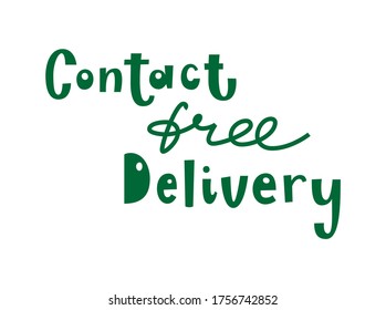 Entrega libre de contacto, letras dibujadas a mano vectorial