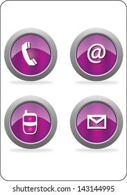 contact glossy buttons set - mobile, phone, email, envelope
