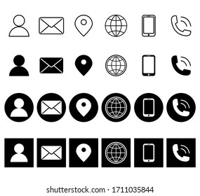 Contact glyph icons. Contact information icons. Contact Us Vector Line Icons Set. Call, Contact, Email, Message and more. 