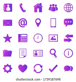Contact gradient icons on white background, stock vector