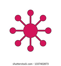 Contact, Hub or Analytics Icon, Flat Design