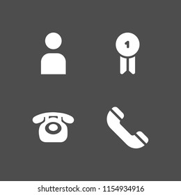 contact icon. 4 contact set with user icon, badge and telephone vector icons for web and mobile app