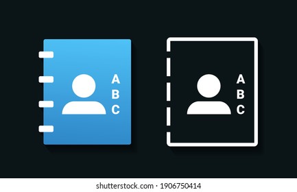 Contact icon. Address book with man symbol on cover.  Illustration vector