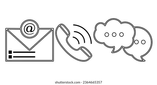 Contact icon black line design. Stock vector illustration.